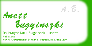 anett bugyinszki business card